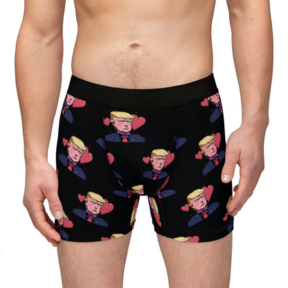 Trump with Hearts Black All over print Men's Boxer Briefs