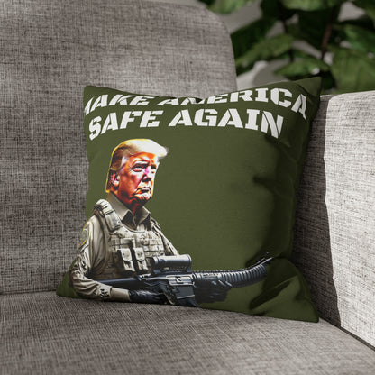 Make America Safe Again Soldier Trump 2 sided Throw Pillow Case