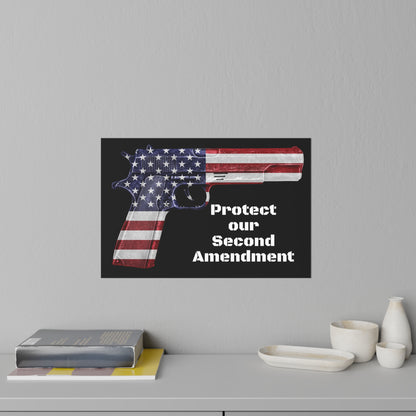 Schützen Sie unsere selbstklebenden Wandaufkleber „American Flag Pistol“, 2A, 3 Größen