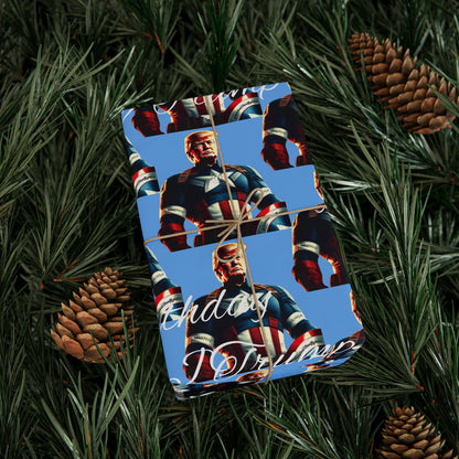 Happy Birthday From Captain Donald J Trump Gift Wrapping Paper (light blue)