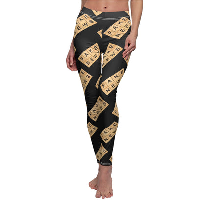 Fake News Scrabble Tiles Black Women's Casual Leggings