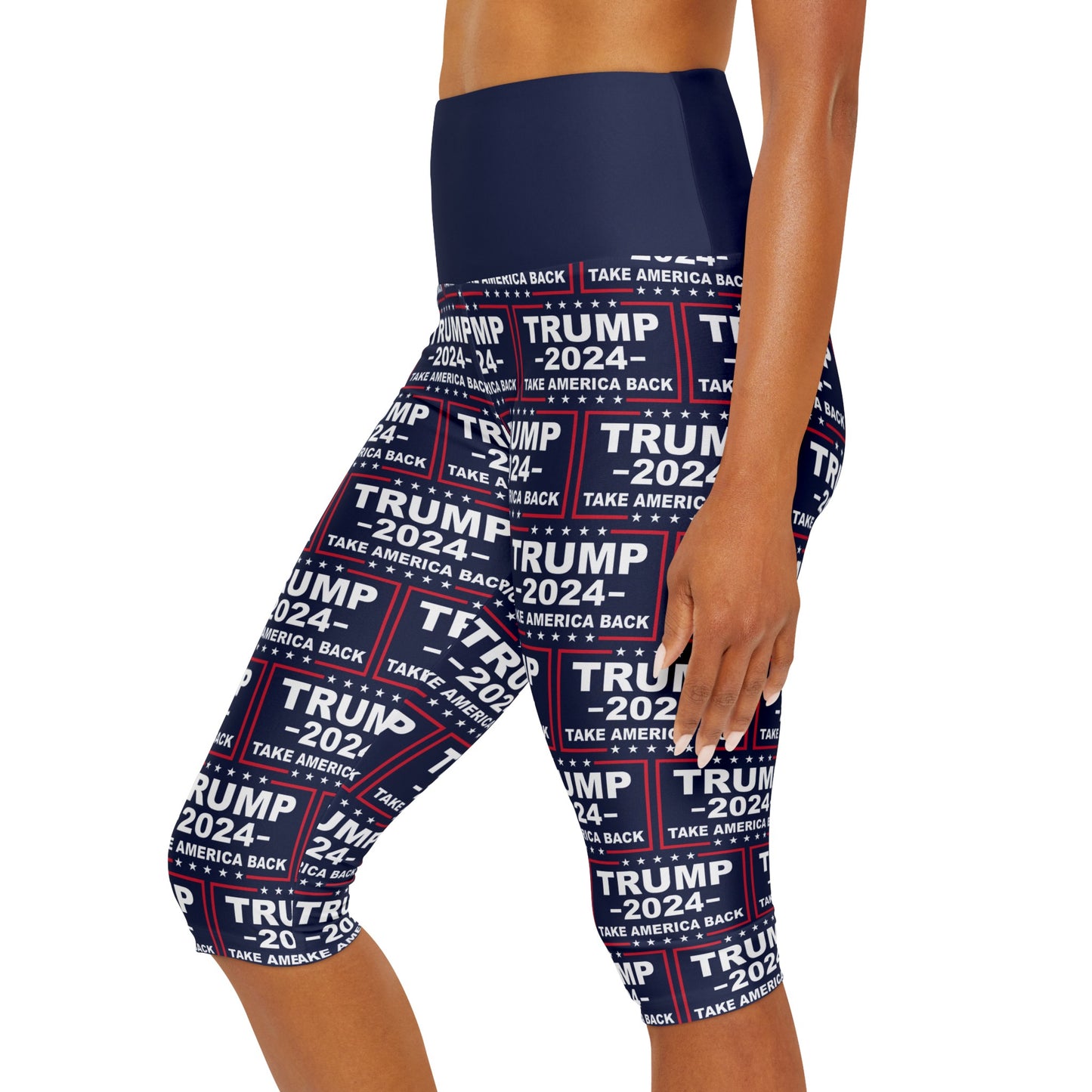 Trump 2024 Take America Back Blue Yoga Triangle Gusset Women’s Capri Leggings