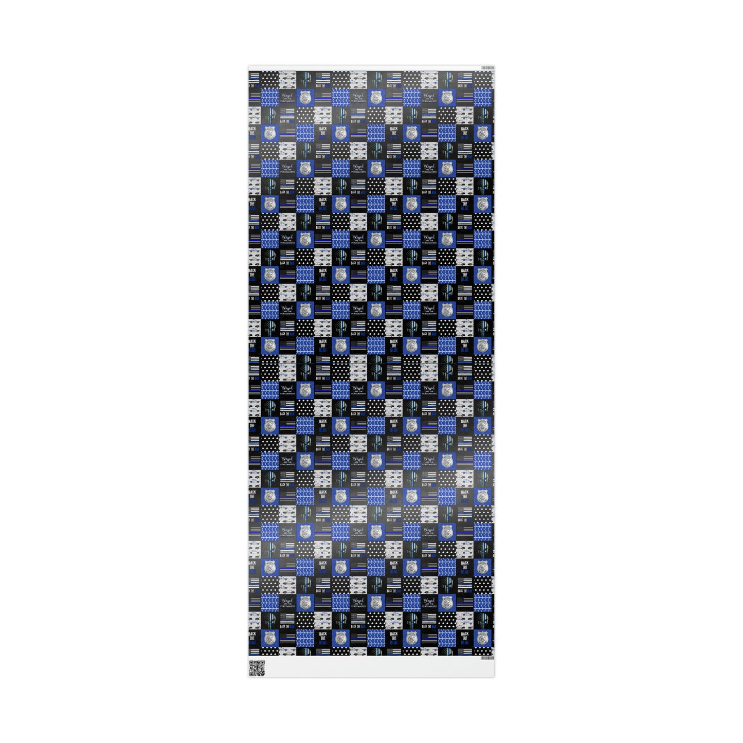 Back the Blue Police Badge Line Pattern Flag Birthday Gift Wrapping Paper