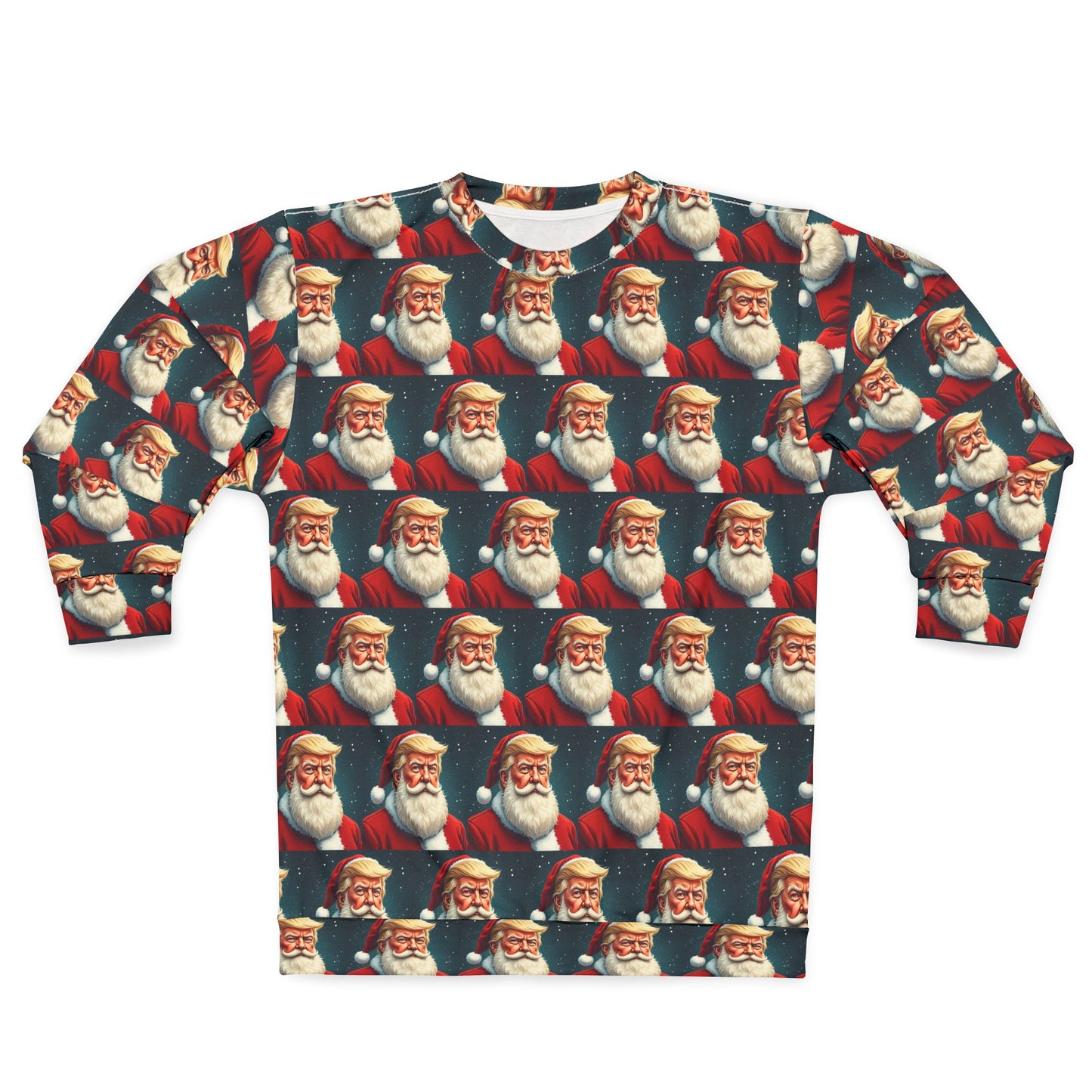 Trump Santa MAGA NOT ugly sweater Christmas party Made in U.S.A. Unisex Sweatshirt (AOP)