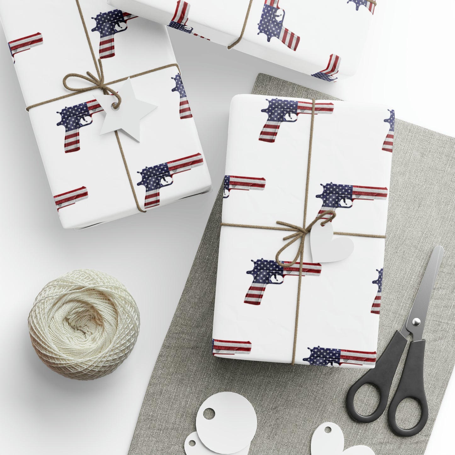 American Flag Gun 2A Christmas Wrapping Paper