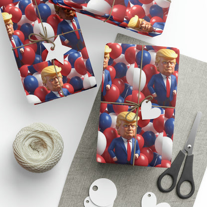 Trump Balloons Happy Birthday Red White MAGA Birthday Gift Present Wrapping Paper
