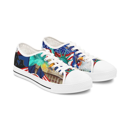All American all over Print Women's Low Top Sneakers USA July 4th