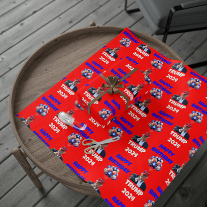 Happy Birthday Trump 2024 Red MAGA Birthday Gift Present Wrapping Paper