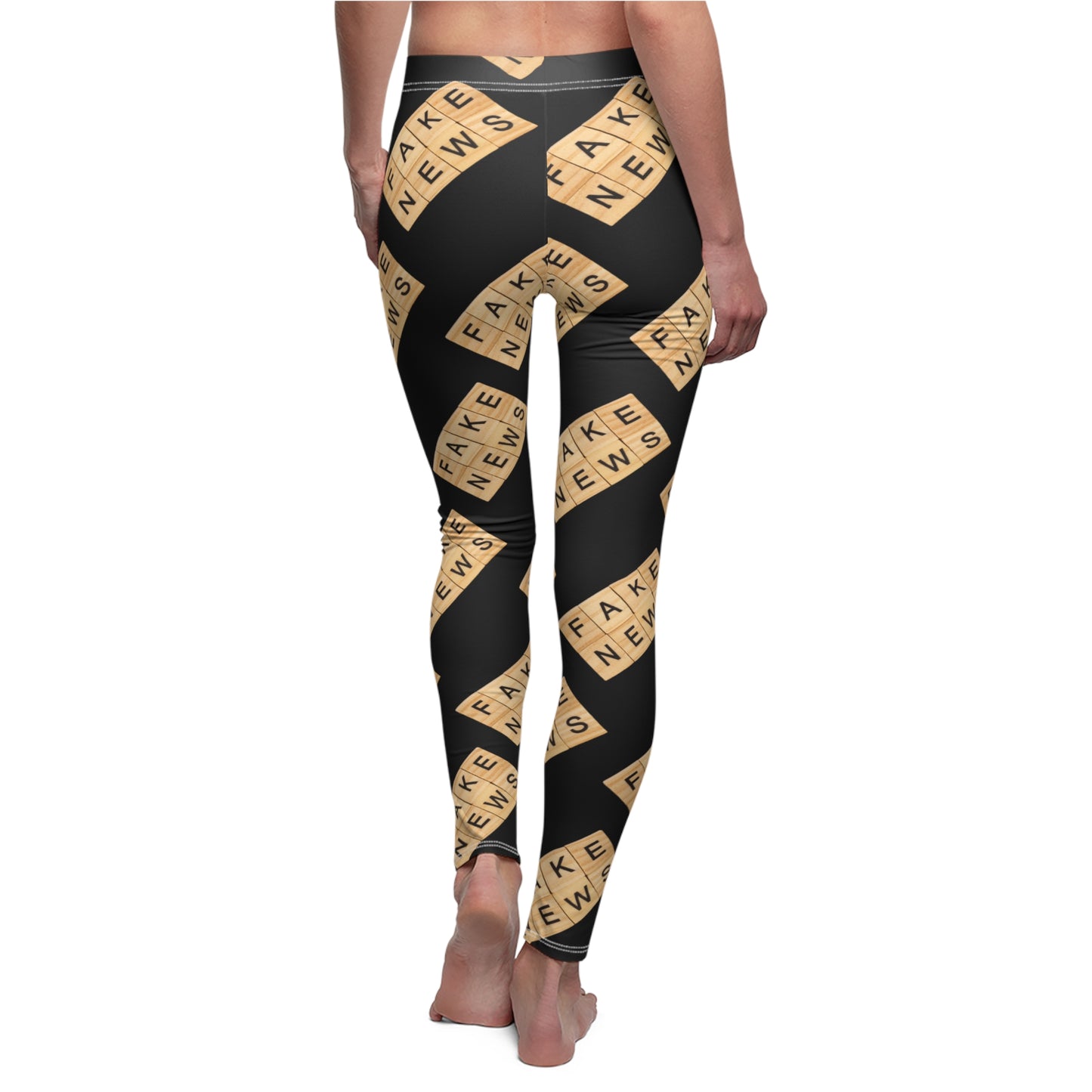 Fake News Scrabble Tiles Black Women's Casual Leggings
