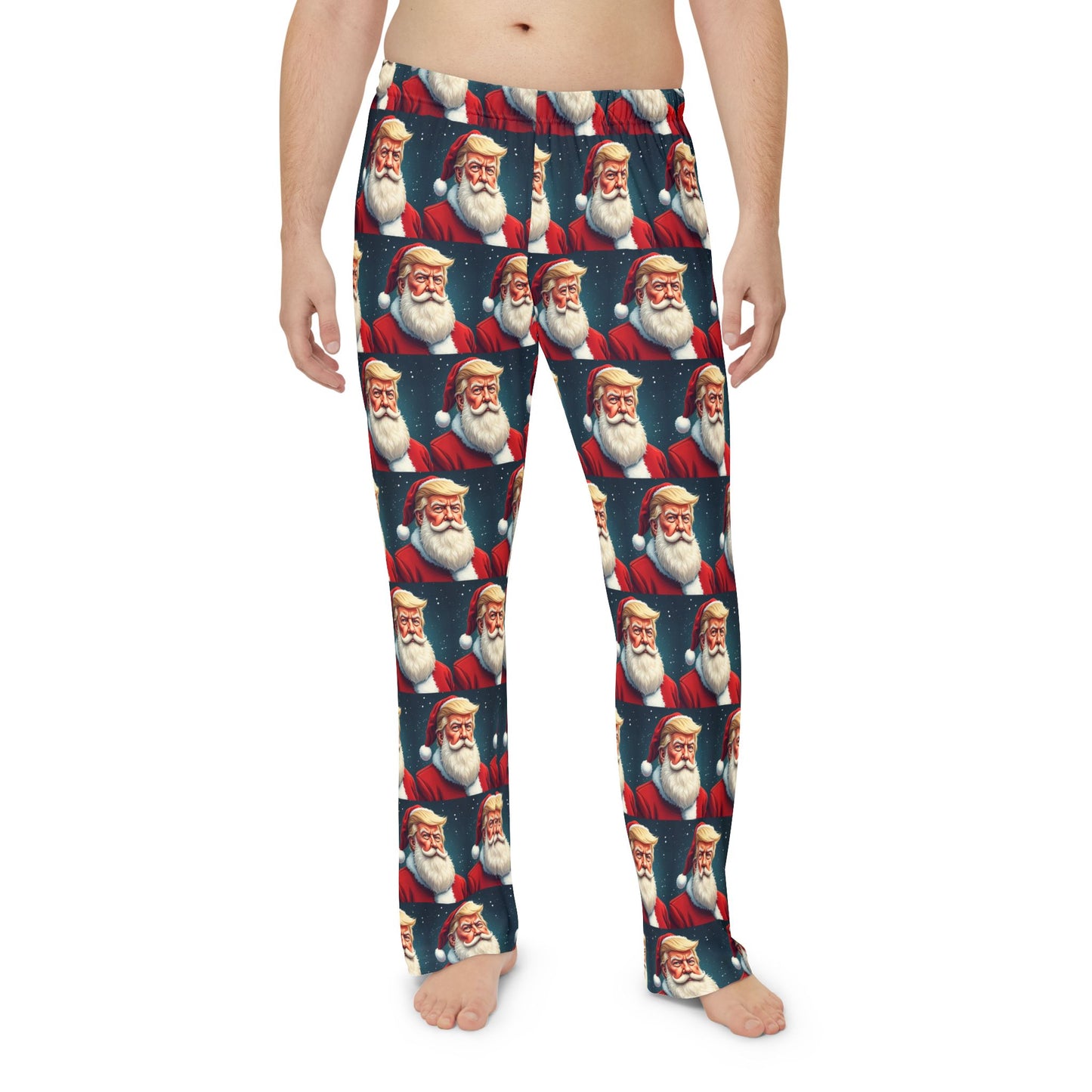 Santa Trump Style MAGA Christmas Men's Polyester Lounge Comfy Pajama Pants