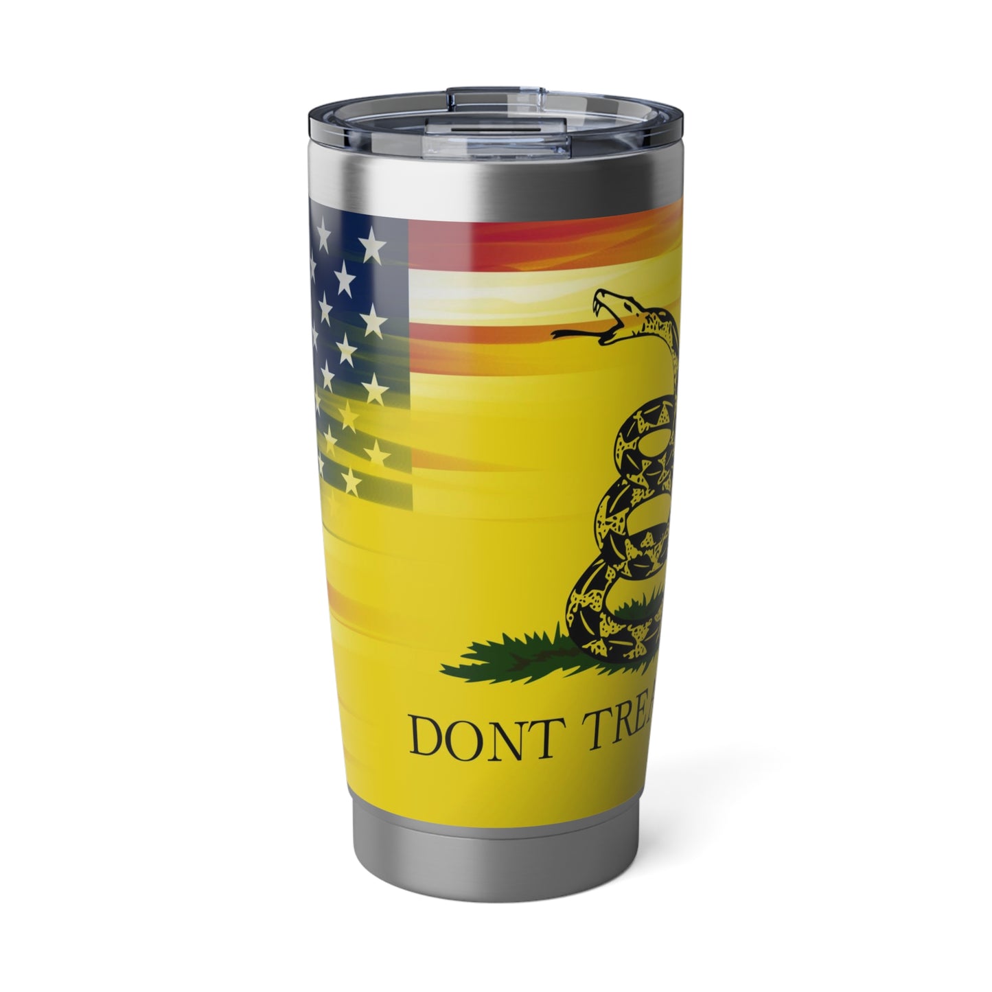 Dont tread on me and half American Flag Stainless Steel Vagabond 20oz Tumbler Gadsden