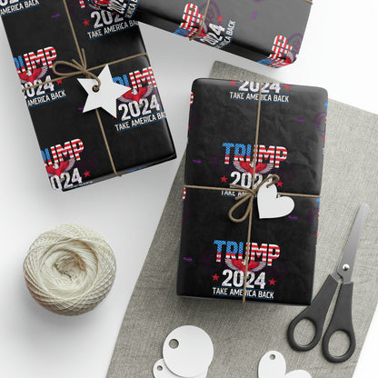 Trump 2024 Take America Back Black Birthday Gift Present Wrapping Paper MAGA