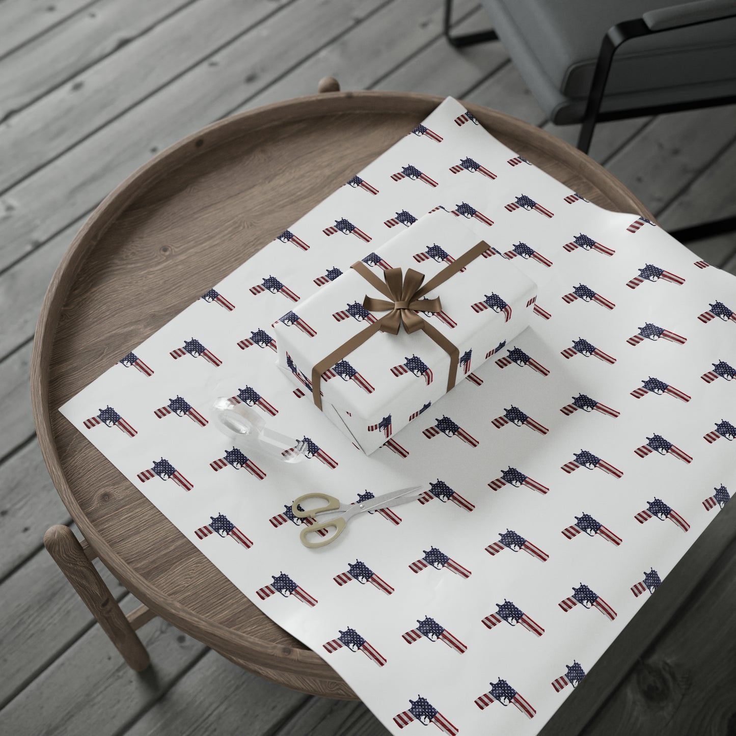American Flag Gun 2A Christmas Wrapping Paper