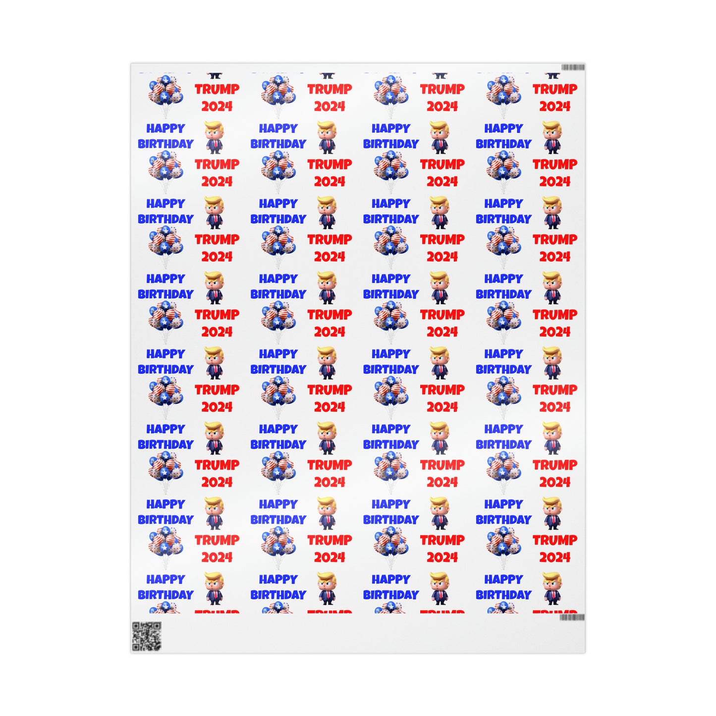 Happy Birthday Trump 2024 white MAGA Birthday Gift Present Wrapping Paper