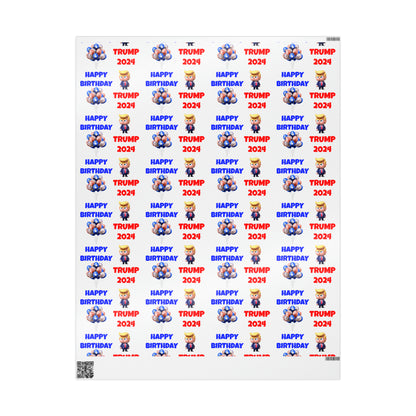 Happy Birthday Trump 2024 white MAGA Birthday Gift Present Wrapping Paper