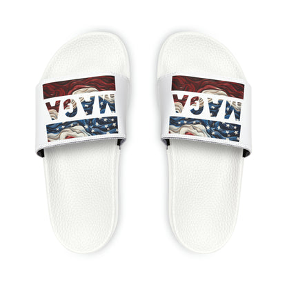 Women's Trump MAGA Red white and blue Comfy PU Slide Sandals