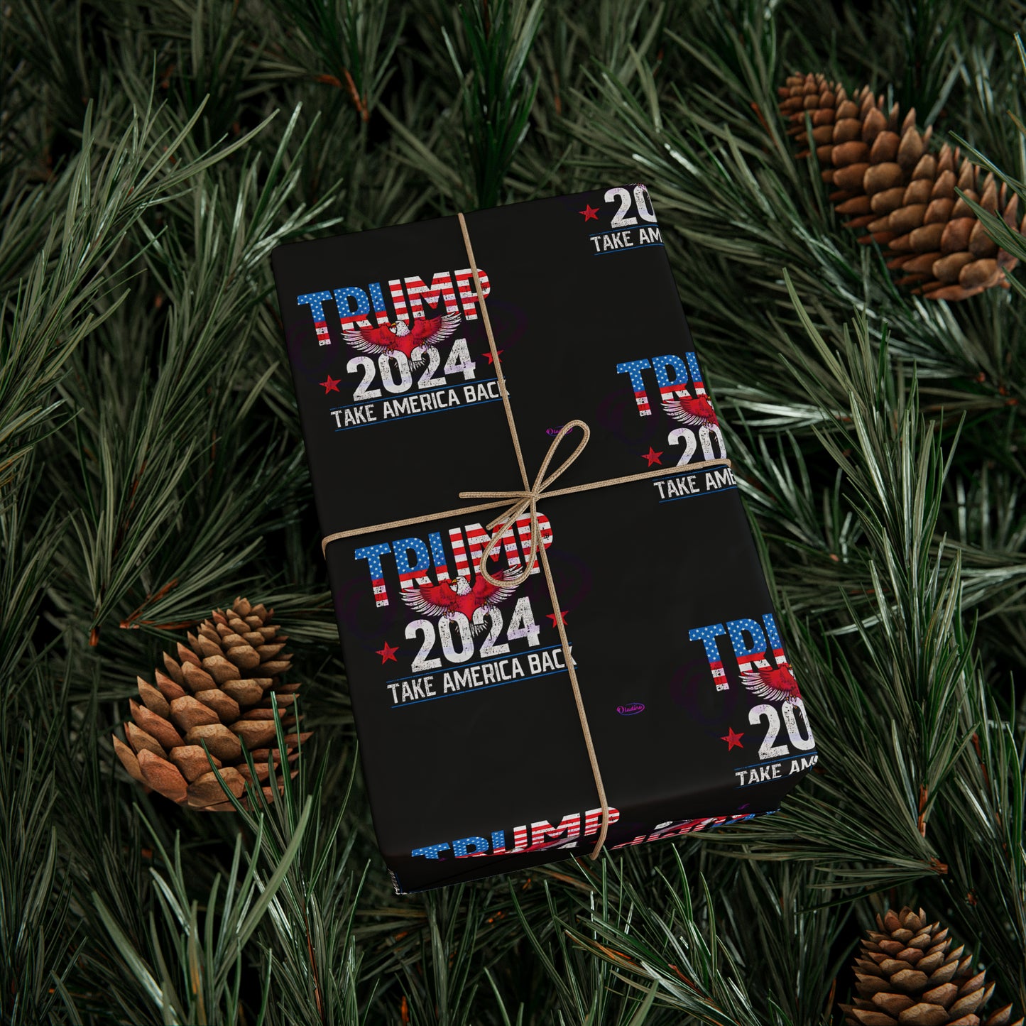 Trump 2024 Take America Back Black Birthday Gift Present Wrapping Paper MAGA