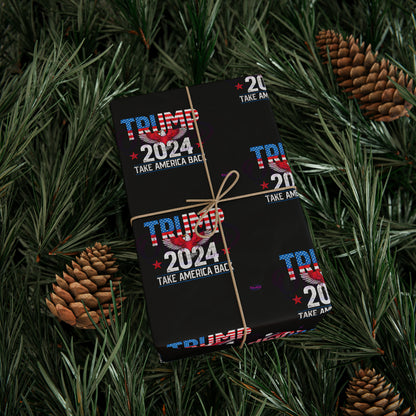 Trump 2024 Take America Back Black Birthday Gift Present Wrapping Paper MAGA
