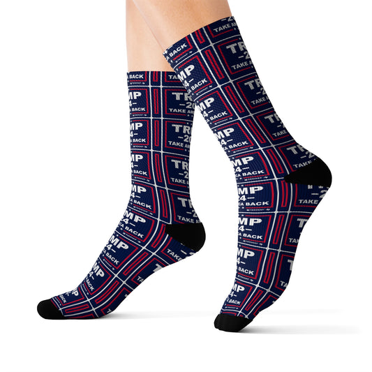 Trump 2024 Take America Back Cushioned Sublimation Socks