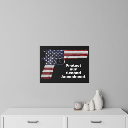 Schützen Sie unsere selbstklebenden Wandaufkleber „American Flag Pistol“, 2A, 3 Größen