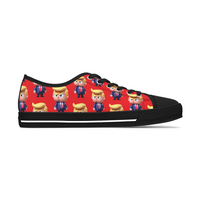 Little Trump all over Print Red Women's Low Top Sneakers Shoes