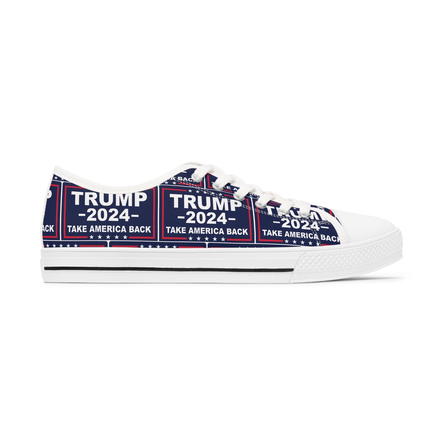 Trump 2024 Take America Back Blue All Over Print Women's Low Top Sneakers