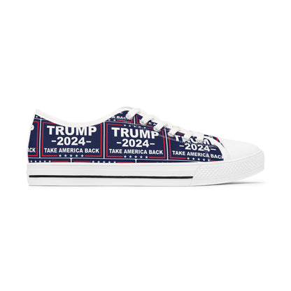 Trump 2024 Take America Back Blue All Over Print Women's Low Top Sneakers