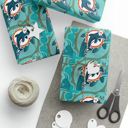 Miami Dolphins Logo NFL Football Birthday Gift Wrapping Paper Holiday