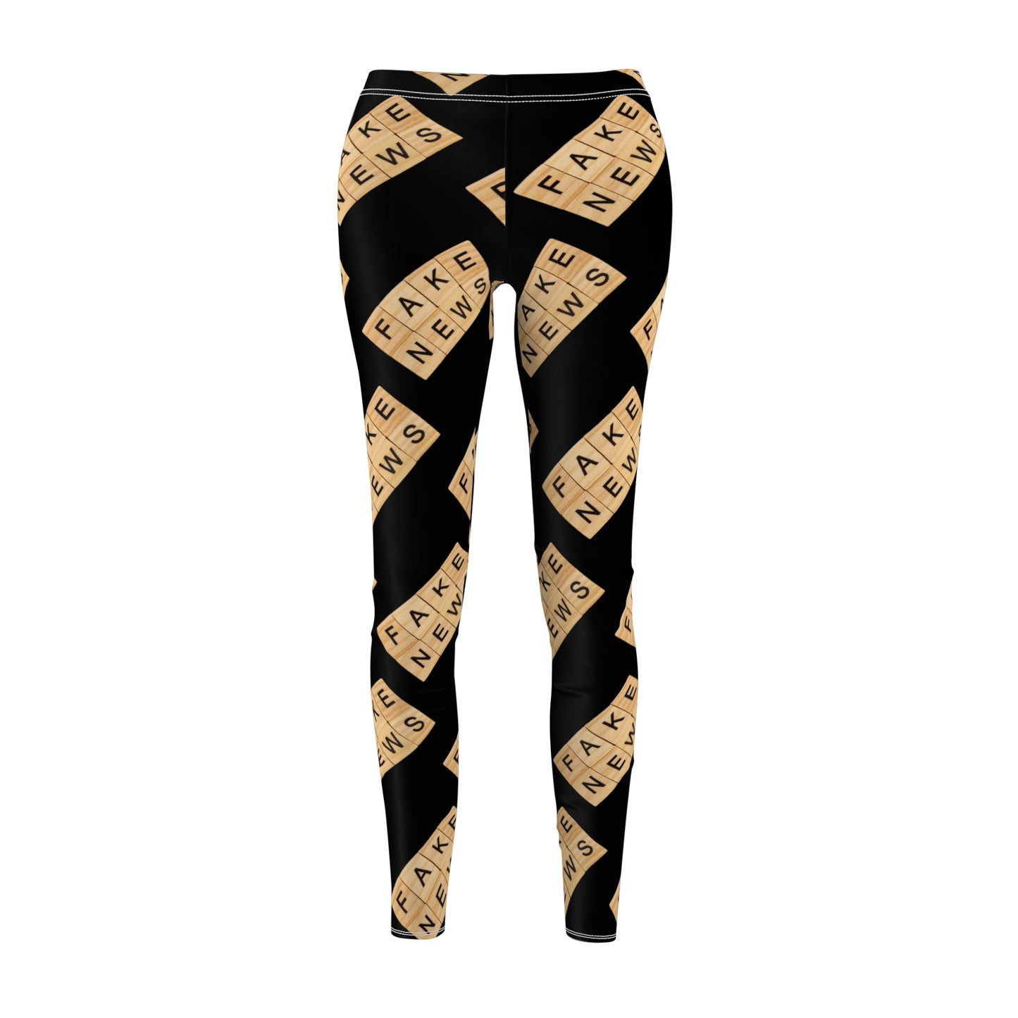 Fake News Scrabble Tiles Black Women's Casual Leggings