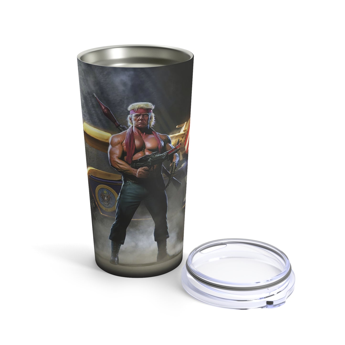 Rambo Trump 2024 Black MAGA Hot and Cold Stainless Tumbler 20oz