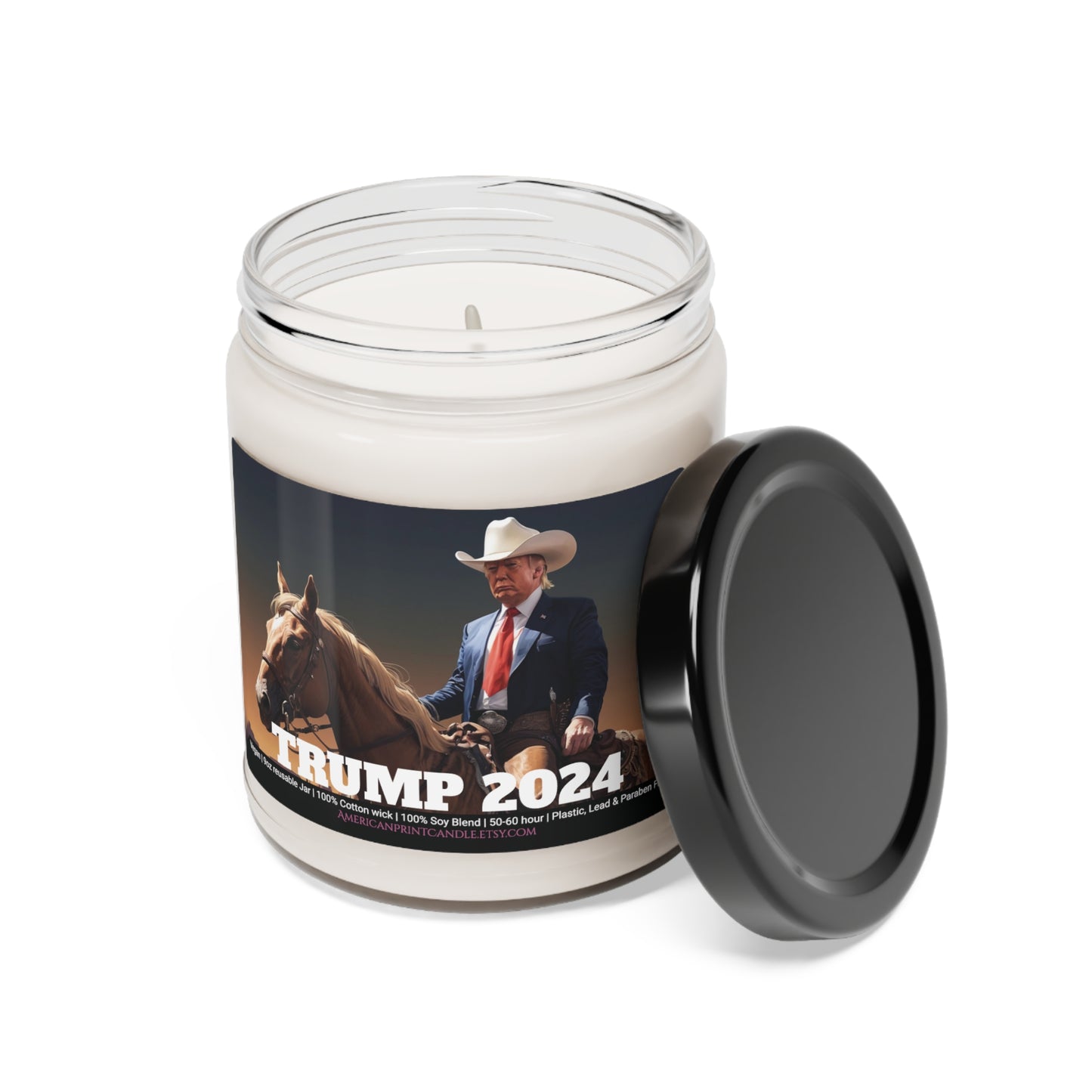 Cowboy Trump 2024 Scented Soy Glass Jar Candle 9oz