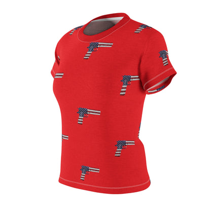 Red American Flag Pistol Women's Cut & Sew Tee 2A