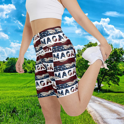 MAGA Trump American Flag Summer Rally BBQ Party Women's Workout Bike Comfy Shorts