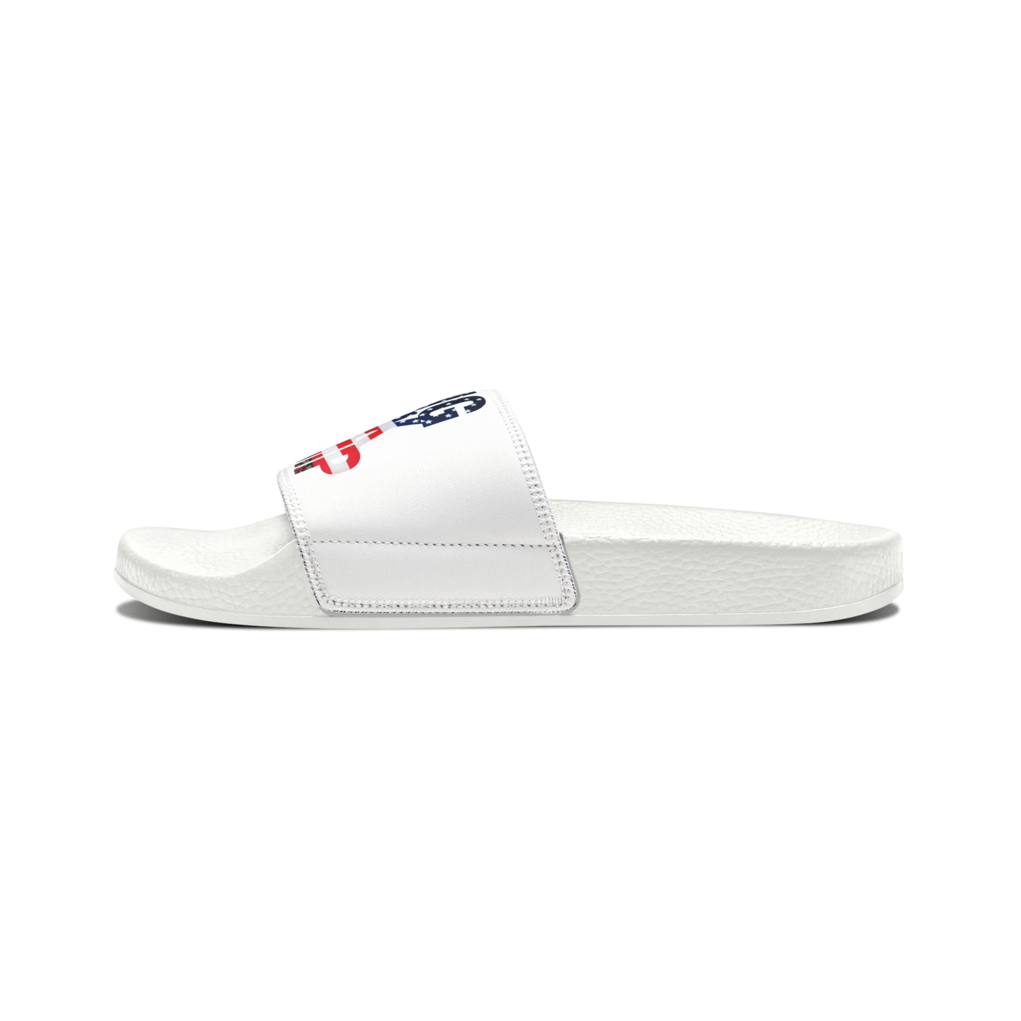 Men's Bring Back Trump White Comfy PU Slide Sandals