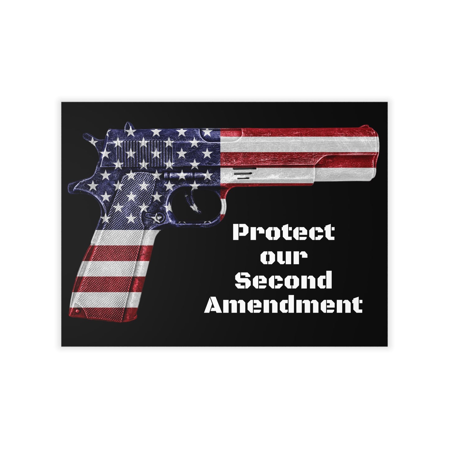 Schützen Sie unsere selbstklebenden Wandaufkleber „American Flag Pistol“, 2A, 3 Größen