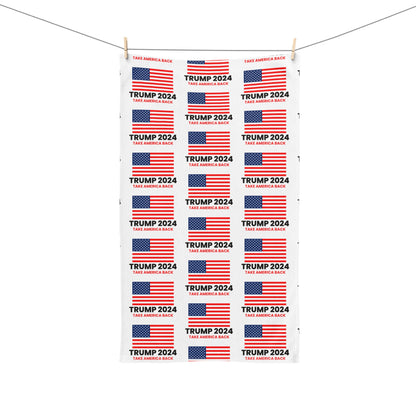 Trump 2024 Take Back American Flag Black Kitchen Bathroom Soft Hand Towel