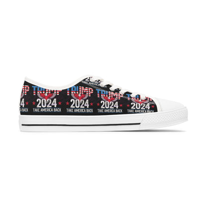Trump 2024 Take America Black All Over Print Women's Low Top Sneakers