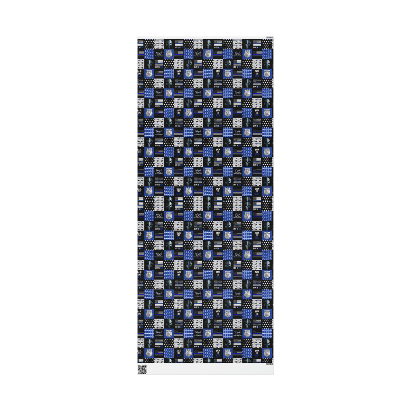 Back the Blue Police Badge Line Pattern Flag Birthday Gift Wrapping Paper