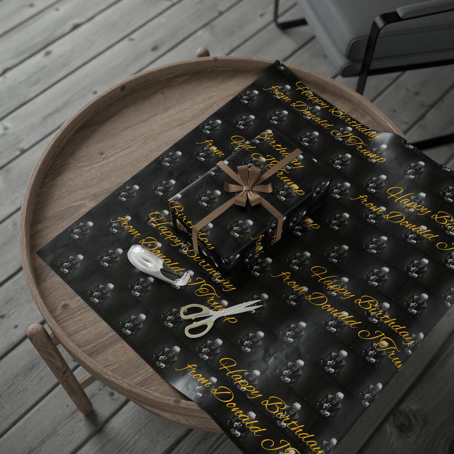 Happy Birthday From Donald J Trump Gift Wrapping Paper (Yellow)