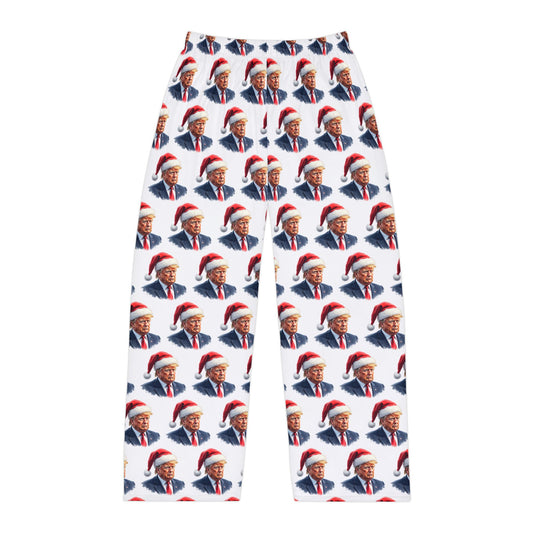 Trump in Santa Hat Style MAGA Christmas Men's Polyester Lounge Comfy Pajama Pants