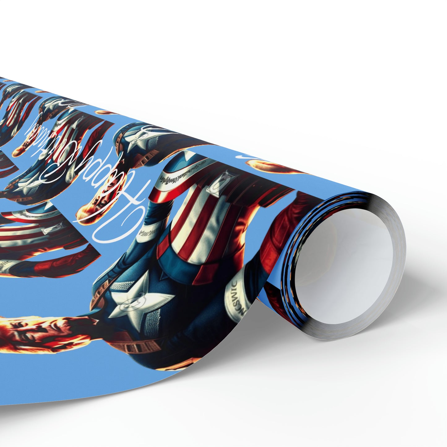 Happy Birthday From Captain Donald J Trump Gift Wrapping Paper (light blue)