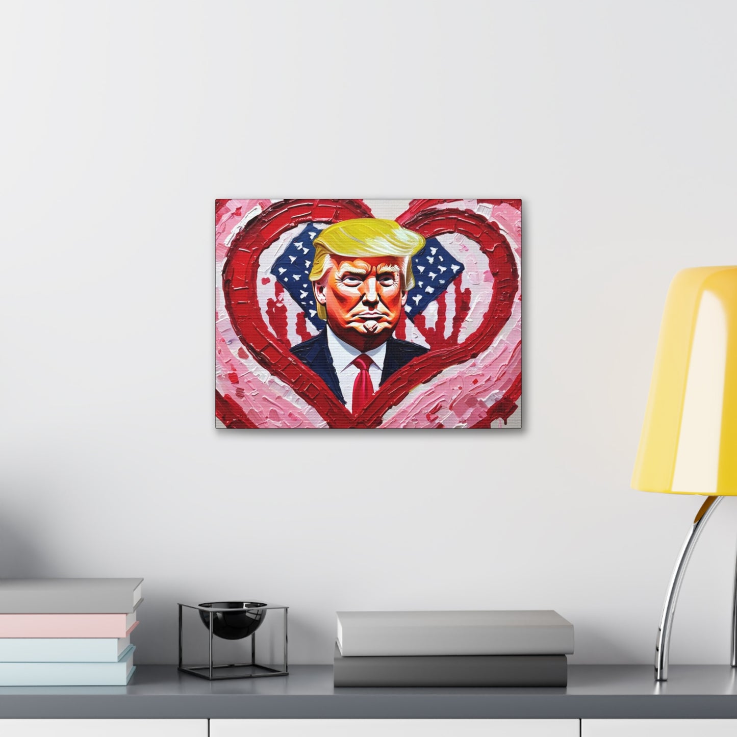 Donald Trump in the Hearts Reprint *Gemälde von Bella K. Canvas Gallery Wrap MAGA Valentinstagsgeschenk