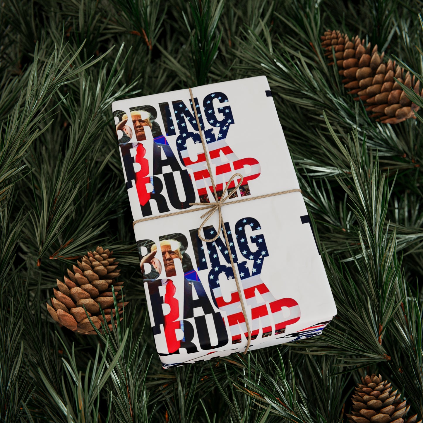 Bring Back Trump White Birthday Gift Present Wrapping Paper MAGA