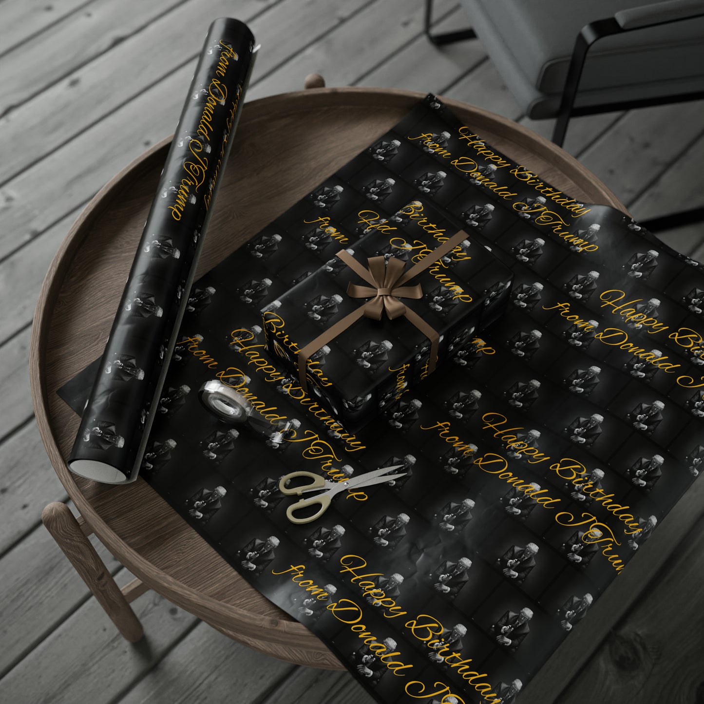 Happy Birthday From Donald J Trump Gift Wrapping Paper (Yellow)