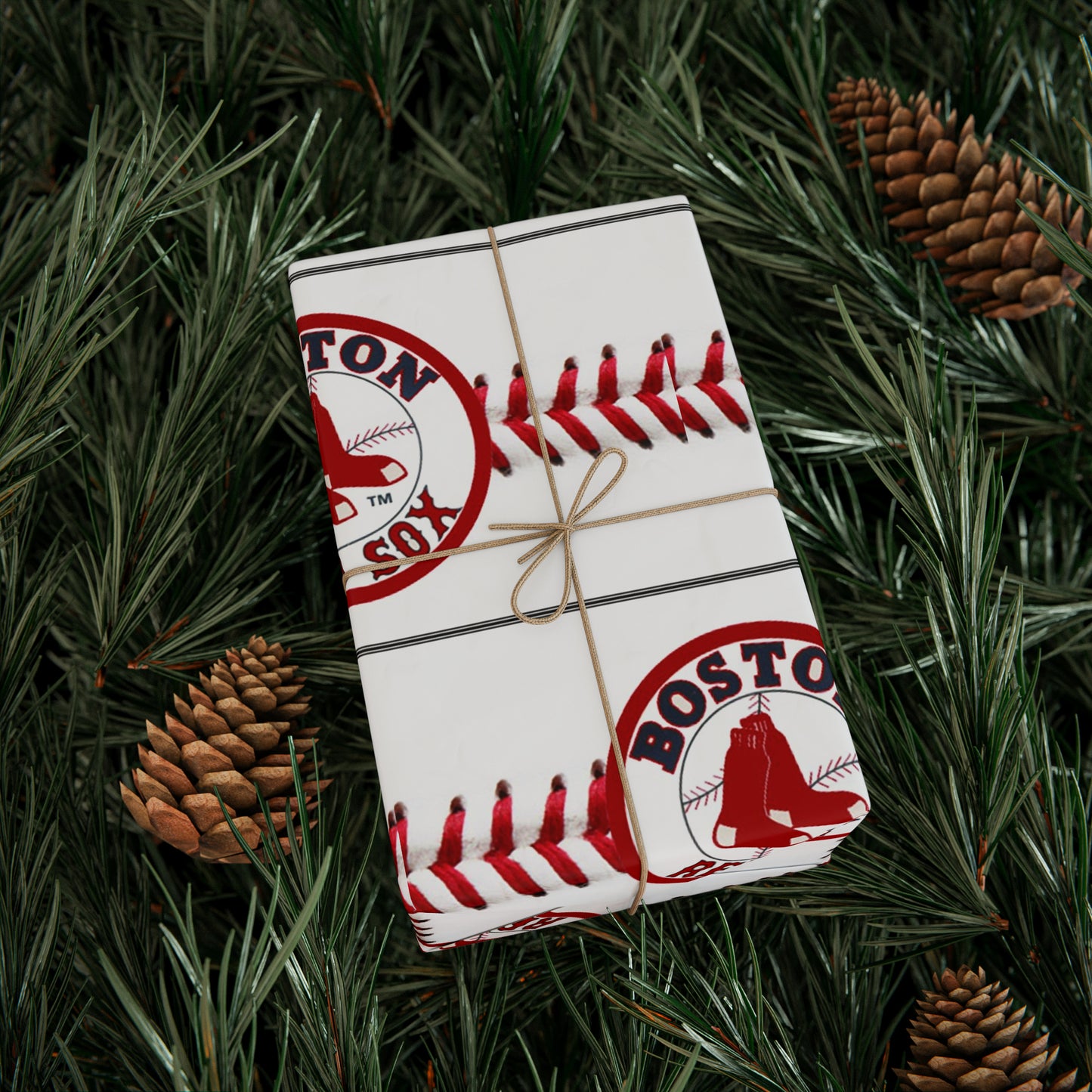 Boston Red Sox Baseball Birthday Gift Wrapping Paper Holiday