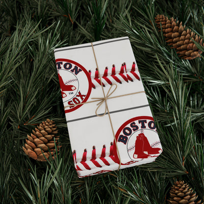 Boston Red Sox Baseball Birthday Gift Wrapping Paper Holiday