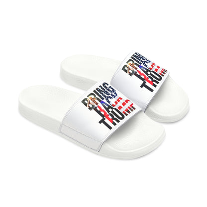 Men's Bring Back Trump White Comfy PU Slide Sandals