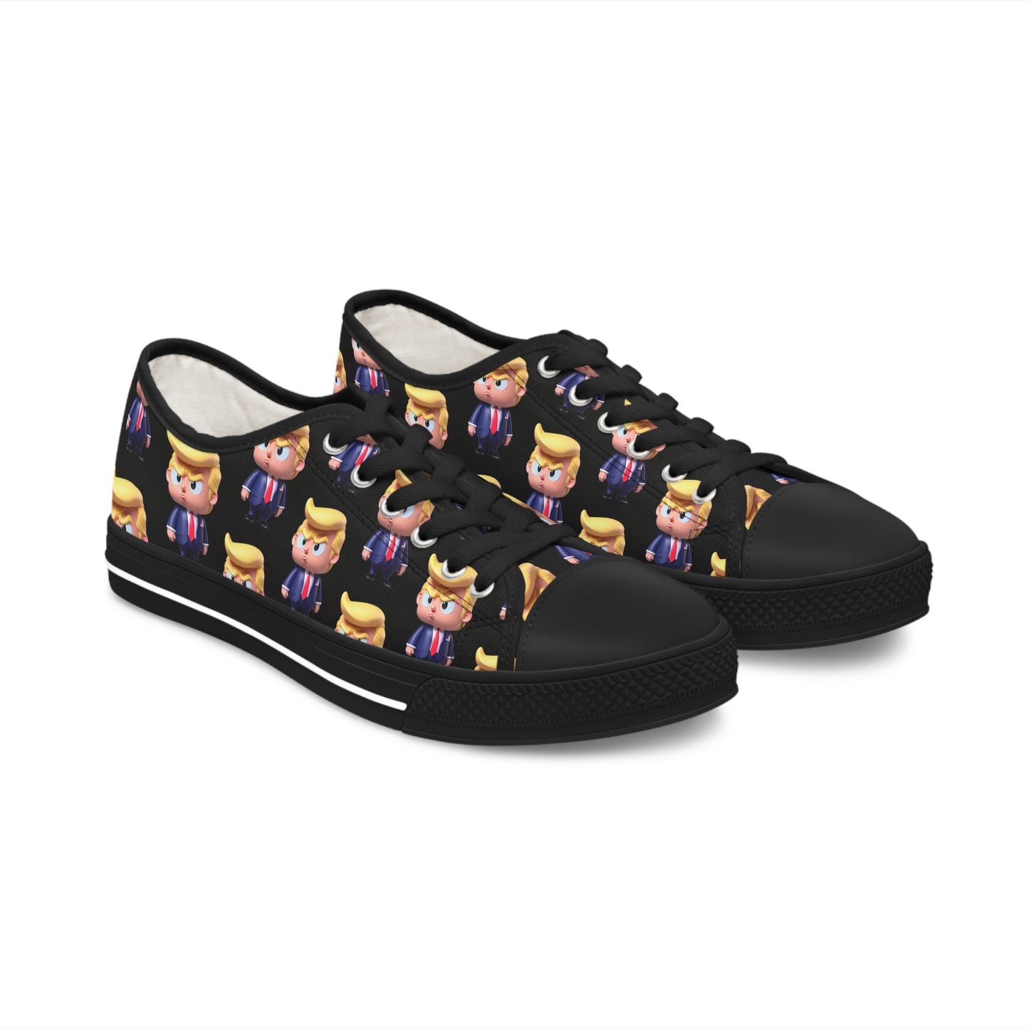 Little Trump all over Print black Women's Low Top Sneakers Shoes