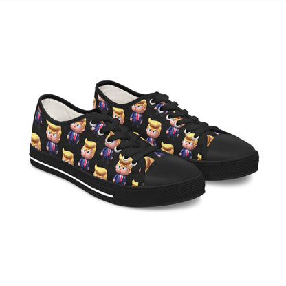 Little Trump all over Print black Women's Low Top Sneakers Shoes