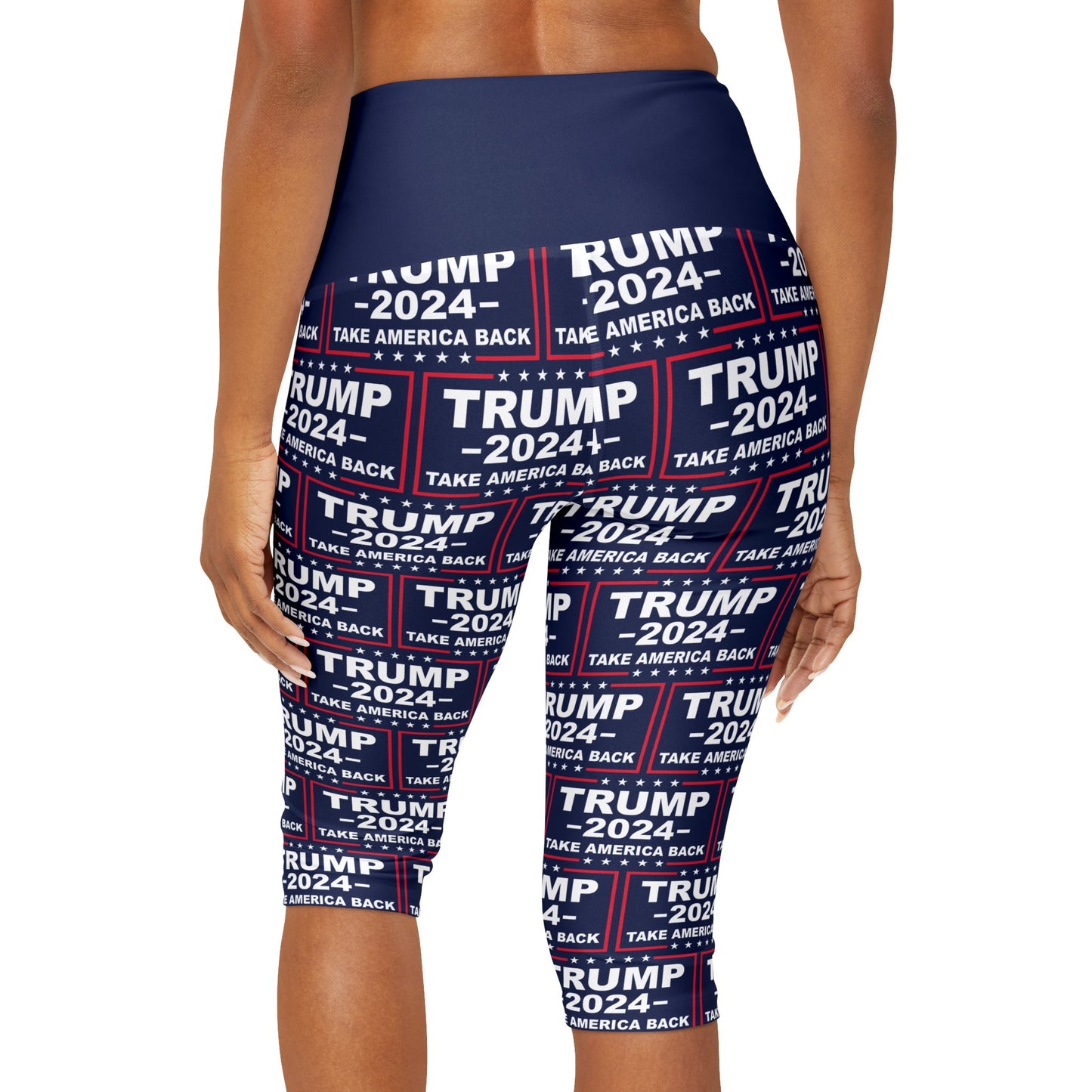 Trump 2024 Take America Back Blue Yoga Triangle Gusset Women’s Capri Leggings